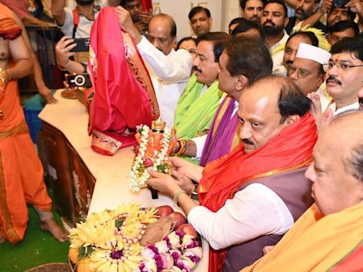 Mumbai: Maharashtra Dy CM Ajit Pawar visits Siddhivinayak temple with NCP leaders