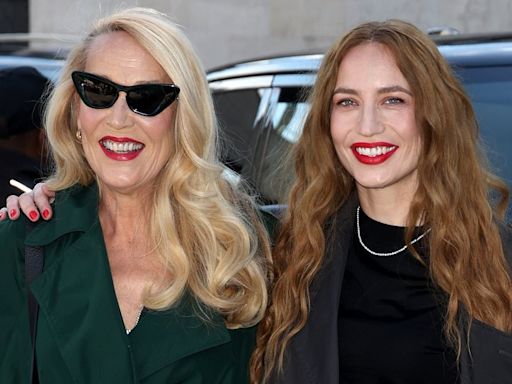 Jerry Hall, 67, and Elizabeth Jagger, 40, attend LFW's Burberry show