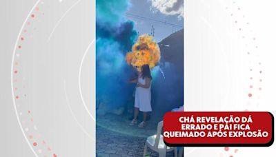 VÍDEO: Chá revelação dá errado e pai fica queimado após explosão