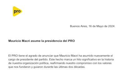 Mauricio Macri asumió como nuevo presidente del Pro: "Los argentinos merecen una alternativa distinta"