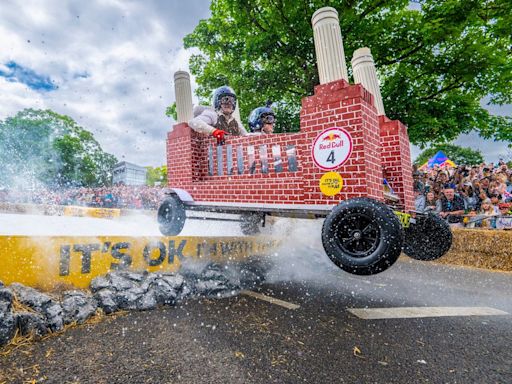 Victory for Houdini coffin as thousands watch wacky Red Bull Soapbox race at London's Alexandra Palace