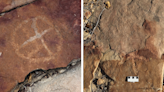 Apparently ancient humans made drawings next to dinosaur footprints