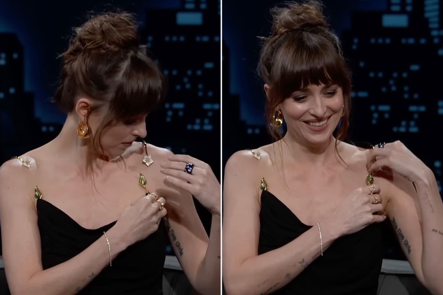 Dakota Johnson's Dress 'Just Fell Off' Mid-Interview: Watch Her React to the Wardrobe Malfunction