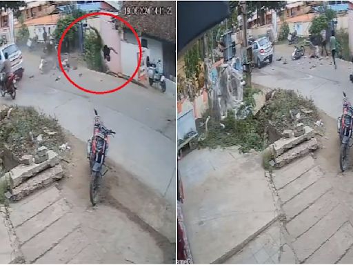 Horrific Accident VIDEO: Biker Tossed 10-Feet In Air After Speeding Bike Collides With Car In AP's West Godavari, Dies