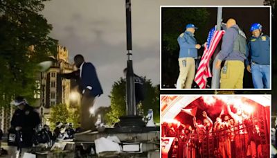 Cops raise the Stars and Stripes, toss away Palestinian flag in iconic moment after quelling City College pro-terror protest