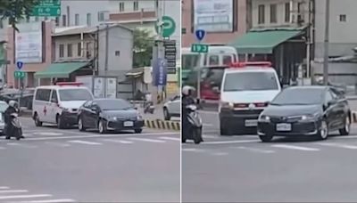 就要擋救護車！轎車叭不走還變道攔路 網怒：把他肉搜出來｜壹蘋新聞網