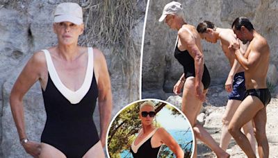 Brigitte Nielsen, 61, flaunts her fit figure in plunging one-piece swimsuit