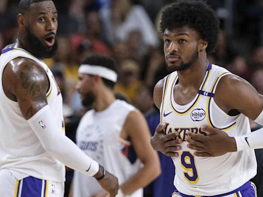 LeBron James, son Bronny make NBA history as first father-son duo to play together in preseason game