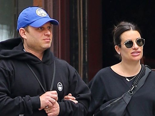 Pregnant Lea Michele & Husband Zandy Reich Match in Black Sweats During Day Out in NYC