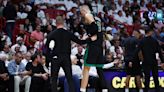 NBA playoffs: Celtics cruise to Game 4 win over Heat, lose Kristaps Porzingis to calf injury