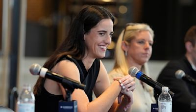 Caitlin Clark looks like a natural as Indiana Fever introduce WNBA's top draft pick