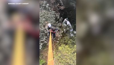 Crew airlifts driver who slid down cliff in Sonoma County: VIDEO
