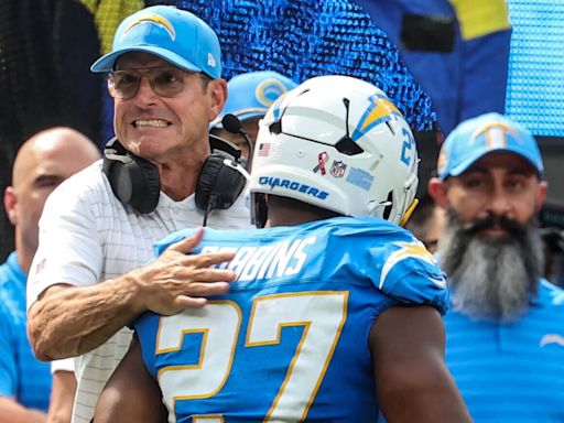 Jim Harbaugh’s vision materializes in Chargers’ physical debut win over Raiders