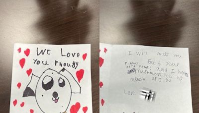 Dog gets dropped off at Greenville animal shelter, heartfelt note left behind by child.