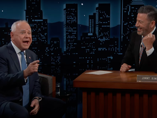 Tim Walz reveals to Jimmy Kimmel the weird name Kamala Harris is listed under on his phone