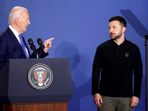 Joe Biden introduces Volodymyr Zelensky as 'President Putin' at Nato summit drawing gasps