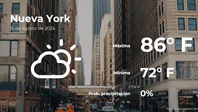 Pronóstico del clima en Nueva York para este jueves 15 de agosto - El Diario NY