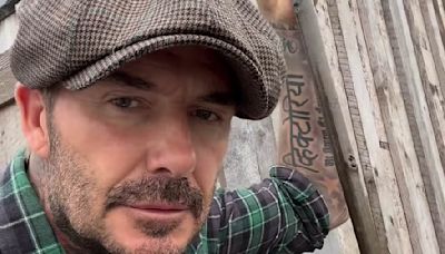 David Beckham makes a cheeky quip as he shows off his huge courgette