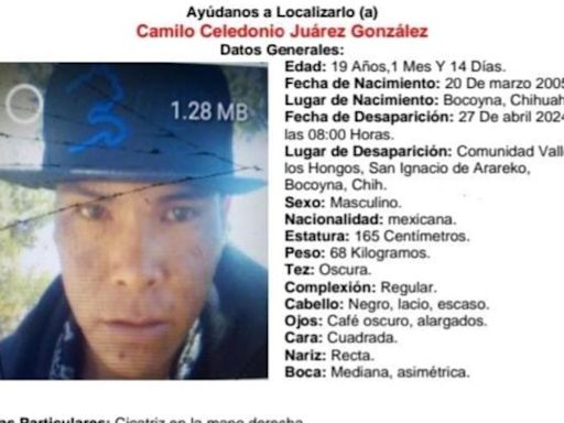 Buscan a Camilo, desapareció hace una semana en Bocoyna