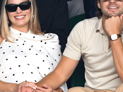 Margot Robbie Made Her First Post-Pregnancy Announcement Appearance in a Chic Polka Dot Dress—Get Her Look for Less