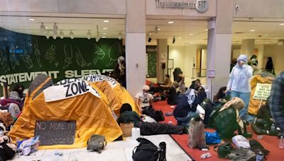 Pro-Palestinian protestors set up encampment inside Fashion Institute of Technology in NYC