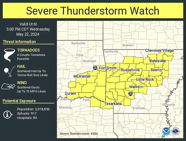 Severe weather still on tap for state Wednesday night, rest of the week | Northwest Arkansas Democrat-Gazette