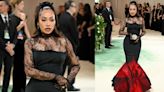 La La Anthony Gives Gothic Update to Floral Theme in Alexander McQueen Corset Dress for Met Gala 2024 Red Carpet