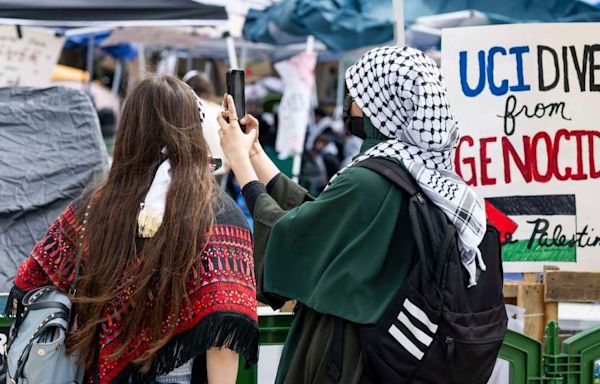 UC Irvine pro-Palestinian encampment makes preparations as counter-protestors arrive