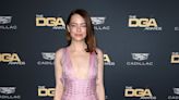Emma Stone Is Gorgeous in an Intricately Woven, Plunging Pink Dress and Chrome Stilettos
