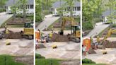 Construction worker makes toddler’s day by including him in their excavator work