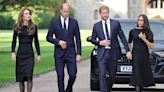 Prince Harry and William View Tributes Left to Queen Elizabeth With Kate Middleton and Meghan Markle