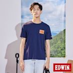 EDWIN 仿皮牌印花LOGO短袖T恤-男-丈青色