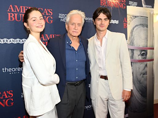 Michael Douglas joins two of his children for rare red carpet appearance