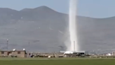 Towering dust devil spotted on Turkish countryside