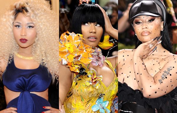 Nicki Minaj wore a gold minidress with hand-painted 3D flowers to her 7th Met Gala. Here are all of her gala ensembles.