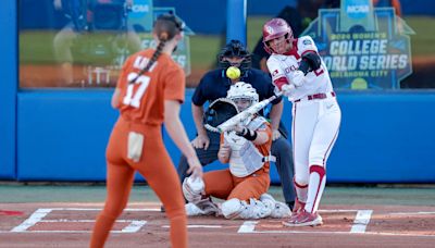 OU softball vs Texas score updates in WCWS championship series Game 2