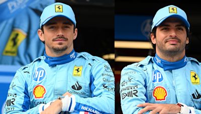 F1′s Charles Leclerc & Carlos Sainz Show Off New Ferrari Car & Blue Race Suits Ahead of Miami Grand Prix