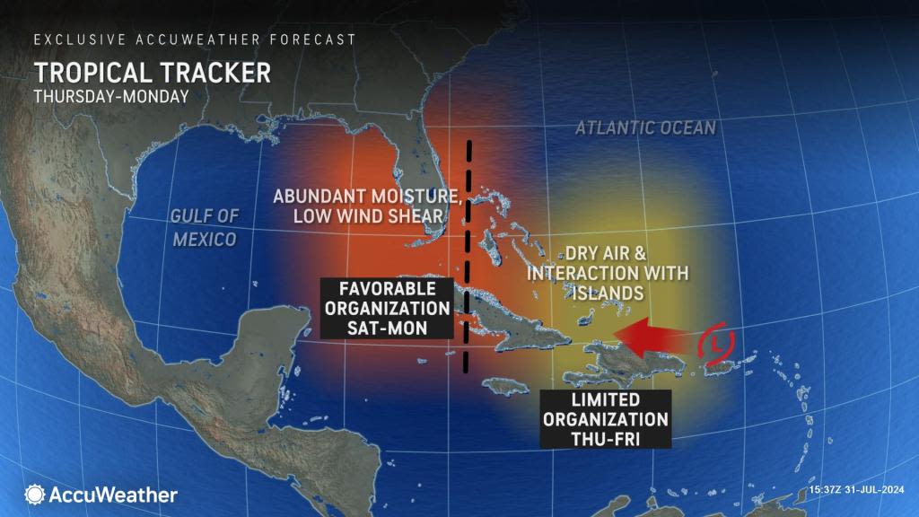 Tropical rainstorm in Caribbean may strengthen, impact Florida