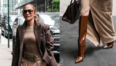 Jennifer Lopez Goes Brown in Knee-High Saint Laurent Boot in New York City