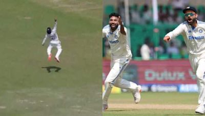 ...Takes Stunning One-Handed Catch, Kohli & Sirajs Reaction Goes...During India vs Bangladesh 2nd Test In Kanpur - Watch