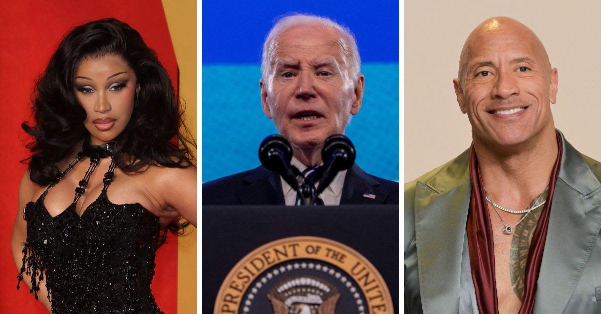 These Celebrities Won't Endorse Joe Biden — From Dwayne Johnson to Cardi B and More