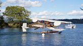 Waterbird seaplane replica in first public flight at Windermere