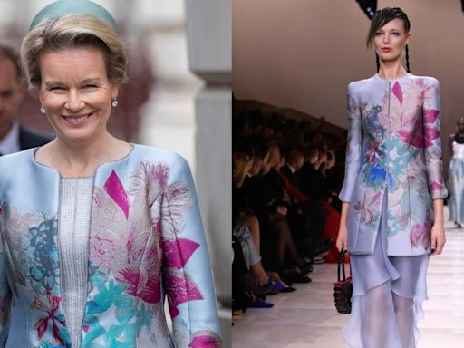 Queen Mathilde of Belgium Revives Armani Privé Couture Runway Look and ‘Makes It Her Own’ for Service of Remembrance in London