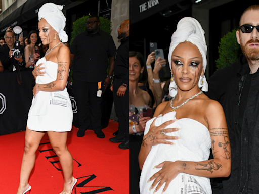 Doja Cat Heads To The 2024 Met Gala In VETEMENTS Towel “Dress”