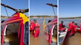 Helicóptero dos bombeiros ‘perde força’ e faz pouso de emergência no Rio Araguaia
