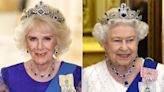 Queen Camilla Wears Queen Elizabeth's Sapphire Tiara for First State Banquet of King Charles' Reign