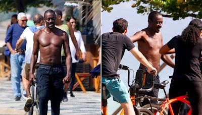 Sem camisa, Seu Jorge corre 5 km na orla de Ipanema e é tietado por fãs