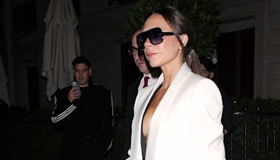 Victoria Beckham Goes Back To Basics In Classic White Suit Following PFW Show