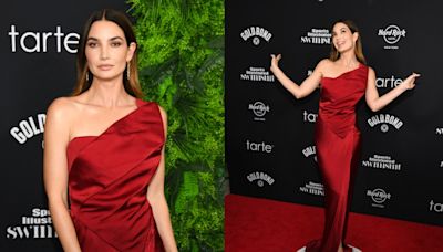 Lily Aldridge Plays With Shapes in Asymmetrical Red Dress for Sports Illustrated Swimsuit Issue Launch Party 2024