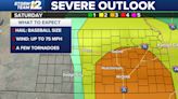 Isolated severe threat this evening, greater risk Saturday